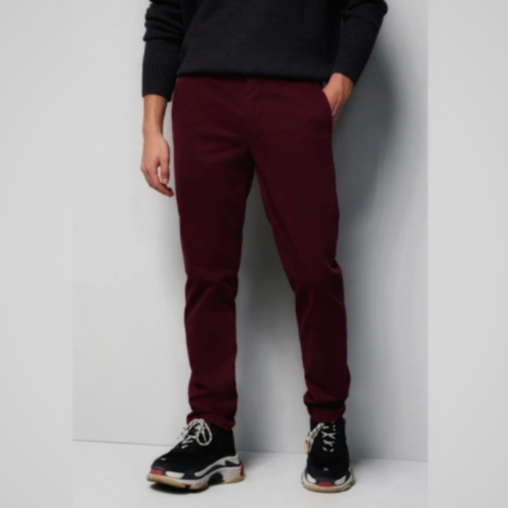 Meyer M5 Burgundy Red 5 Pocket Jean Cut Dress Pants Slim  32 X 34